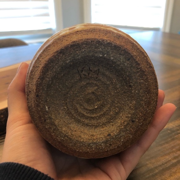 Rustic Brown and Baby Blue Ceramic Vase - Picture 10 of 14